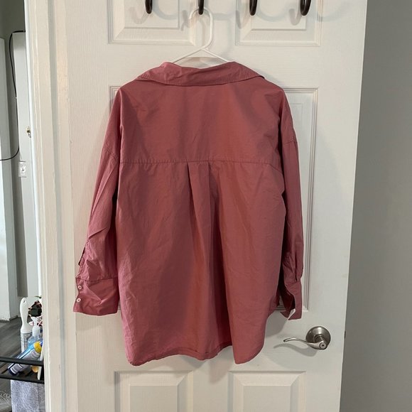 ZARA Long-Sleeve Button-Up Pink Blouse - Picture 3 of 5